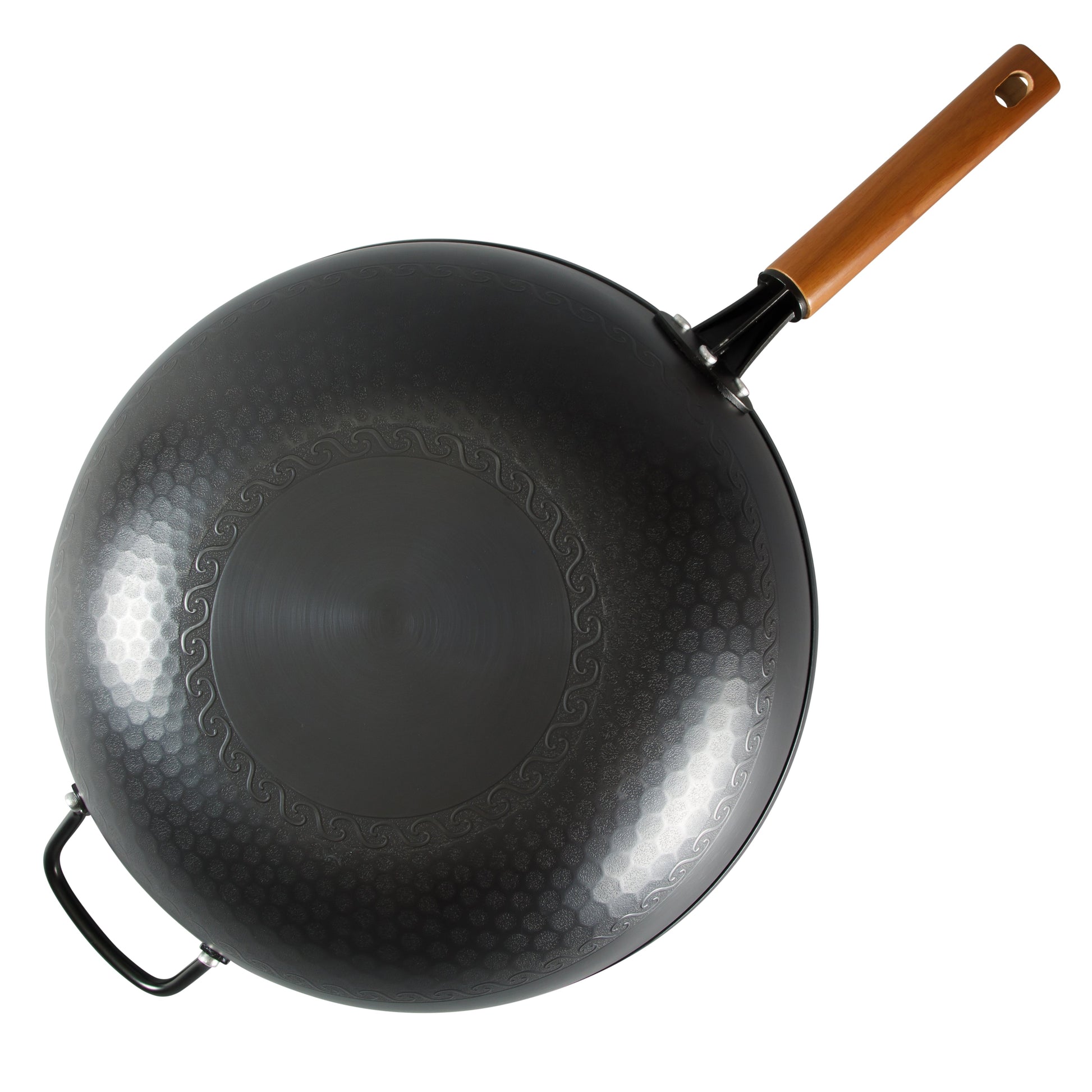 Oster Dunwood 3 Piece Carbon Steel Wok, 13.8” PFAS-Free Stir Fry Pan with Wooden Spatulas, High Heat, Oven & Stovetop Safe
