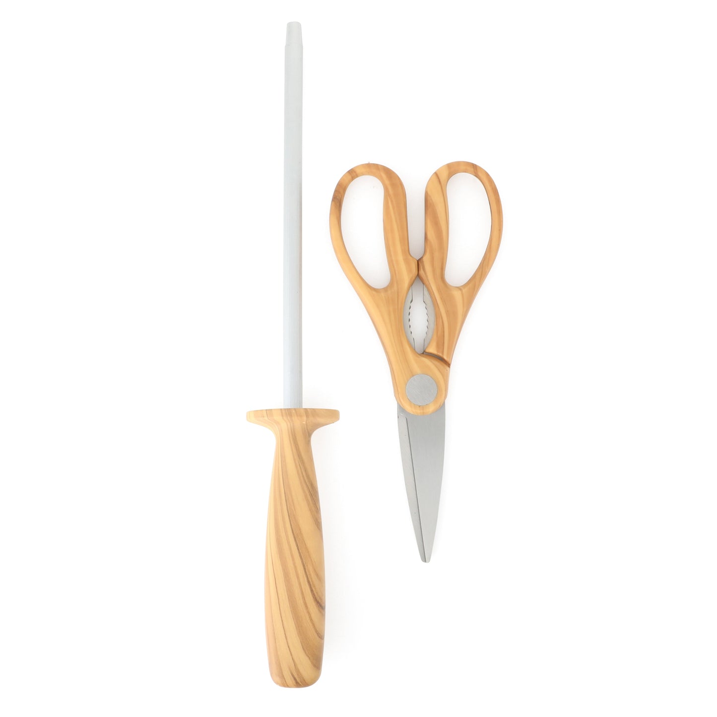 Martha Stewart 15 Piece Austenwood German Stainless Steel Cutlery Kitchen Knife Block Set W/ Italian Olive Wood Forged Handle & Wood Block