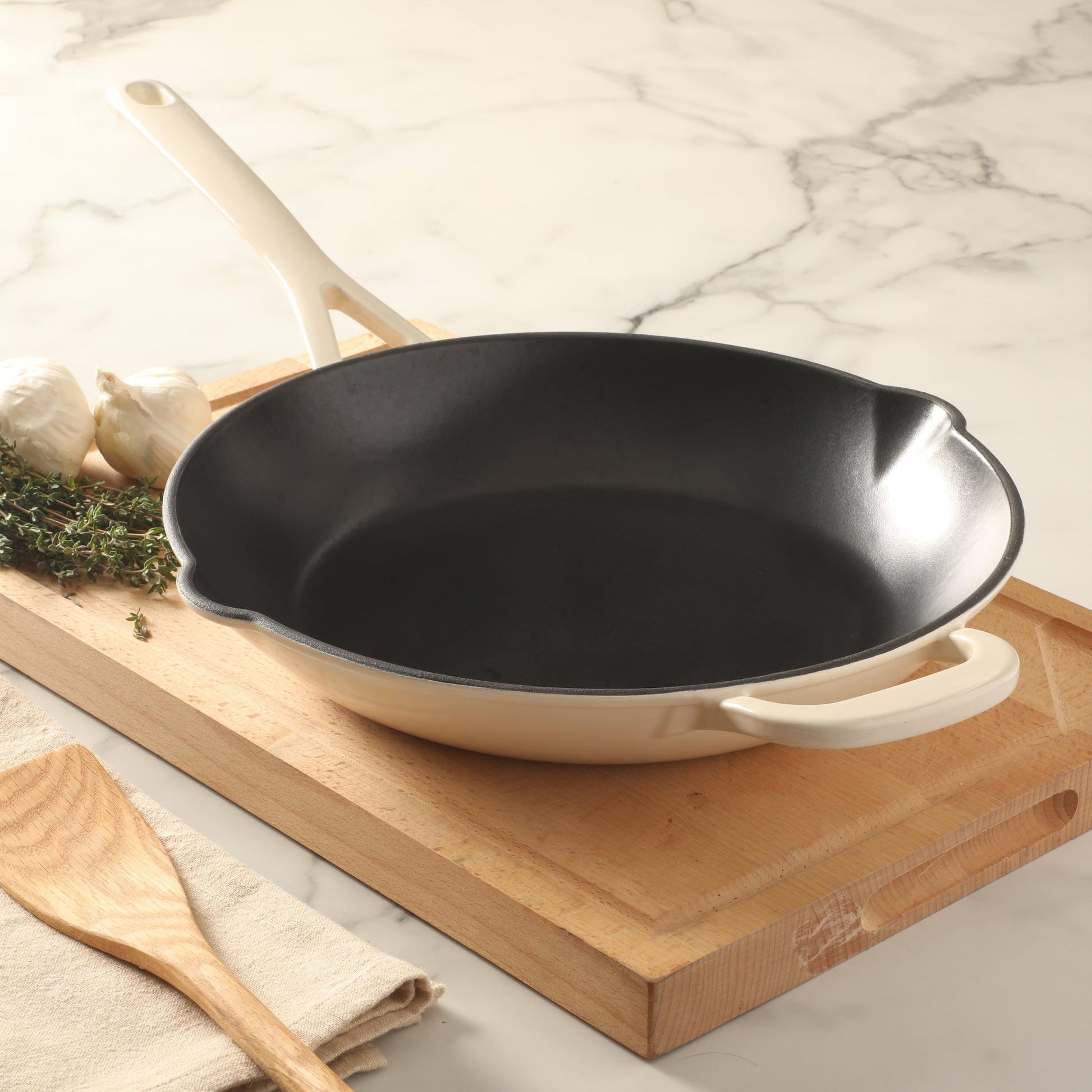 Martha Stewart Gatwick 12” Enameled Cast Iron Skillet, PFAS-Free, Rust Resistant, Oven Safe