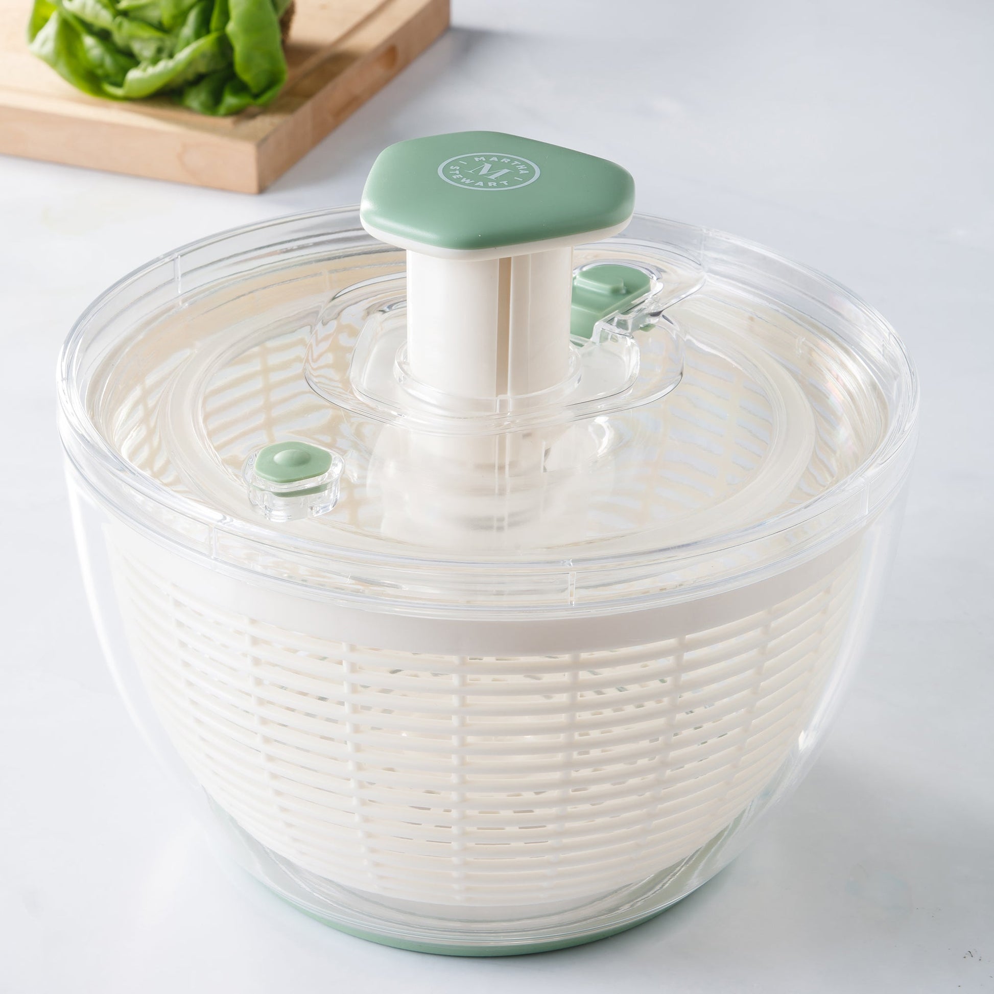 Martha Stewart Gulfwind 6.3 Qt Salad Spinner, Fruit Washer, Fruit Washing Bowl with Strainer, Vegetable Cleaner, Salad Cleaner, Lettuce Washer