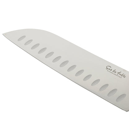 Sur La Table Kitchen Essentials 14 Piece Cutlery Set, German Steel Forged Knives, Beech Wood Block, Chef, Santoku, Bread, Steak Knives, Shears & Sharpener - Blue