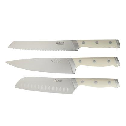 Sur La Table Kitchen Essentials 14 Piece Cutlery Set, German Steel Forged Knives, Beech Wood Block, Chef, Santoku, Bread, Steak Knives, Shears & Sharpener - Blue
