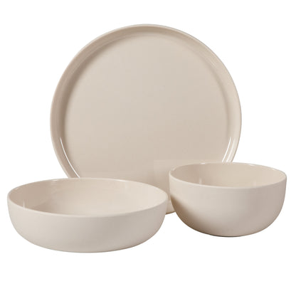 Gibson Home Candy Skies 12 Piece Unbreakable Wheat Straw Melamine Plates and Bowls Dinnerware Set - Outdoor, Camping, & Everyday Use - Matte Exterior/Shiny Interior