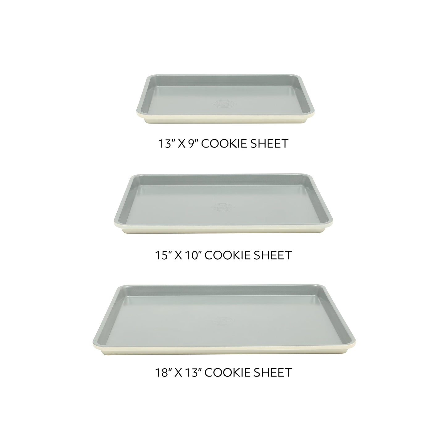 Sur La Table Kitchen Essentials Bake Sale 3-Piece Cookie Sheet Set – Nonstick Carbon Steel Baking Pans (13, 15, 18 Inch) – Grey Easy-Clean Oven Trays for Cookies, Roasting & More