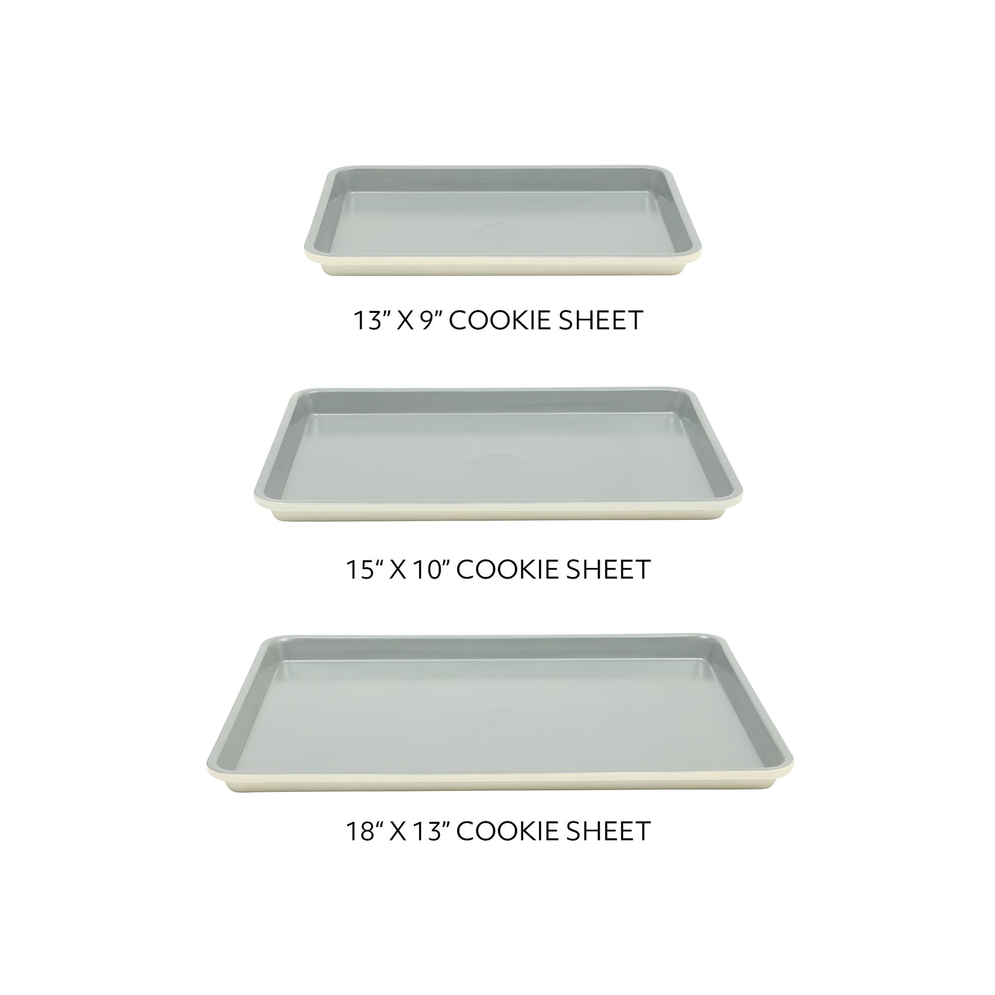 Sur La Table Kitchen Essentials Bake Sale 3-Piece Cookie Sheet Set – Nonstick Carbon Steel Baking Pans (13, 15, 18 Inch) – Grey Easy-Clean Oven Trays for Cookies, Roasting & More
