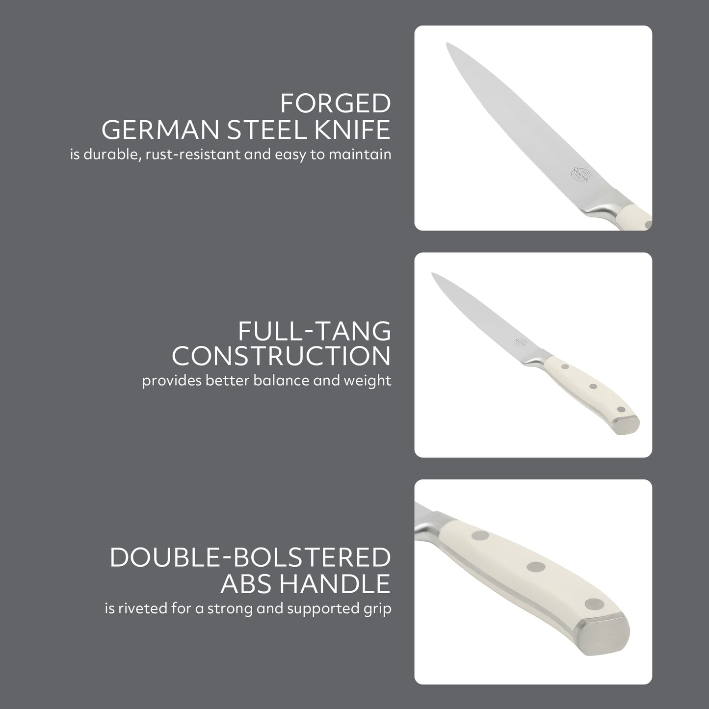 Sur La Table Kitchen Essentials Tasting Kitchen German Steel Slicer Knife, 8-Inch Stainless Steel Blade – Professional Kitchen Knife with White Handle and Forged Full Tang