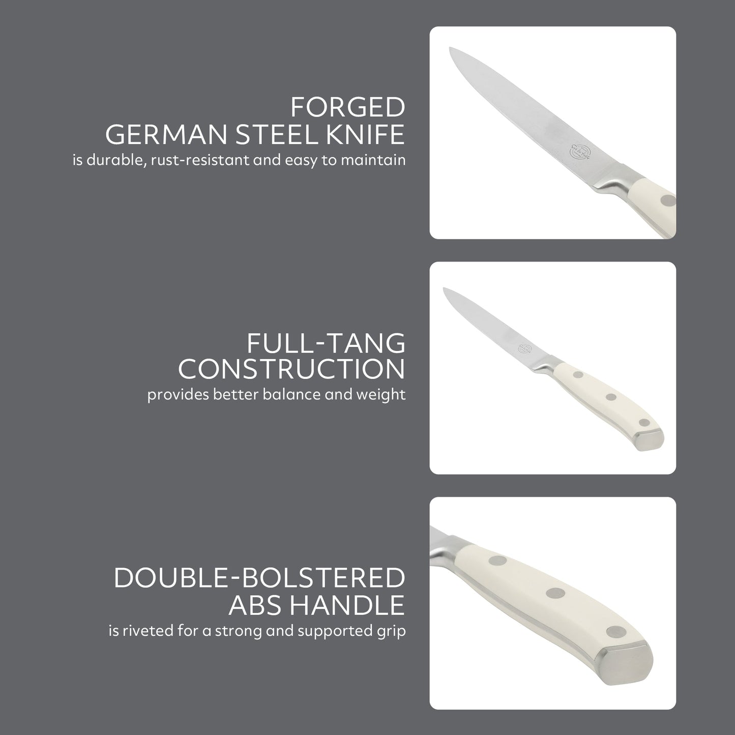 Sur La Table Kitchen Essentials Tasting Kitchen German Steel Utility Knife, 5-Inch Stainless Steel Blade – Professional Kitchen Knife with White Handle and Forged Full Tang