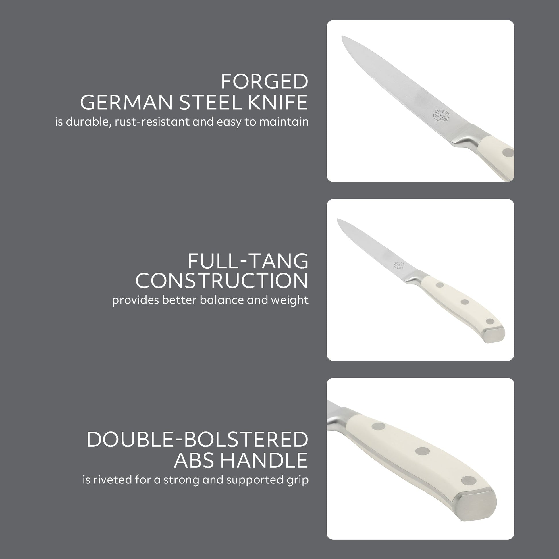 Sur La Table Kitchen Essentials Tasting Kitchen German Steel Utility Knife, 5-Inch Stainless Steel Blade – Professional Kitchen Knife with White Handle and Forged Full Tang