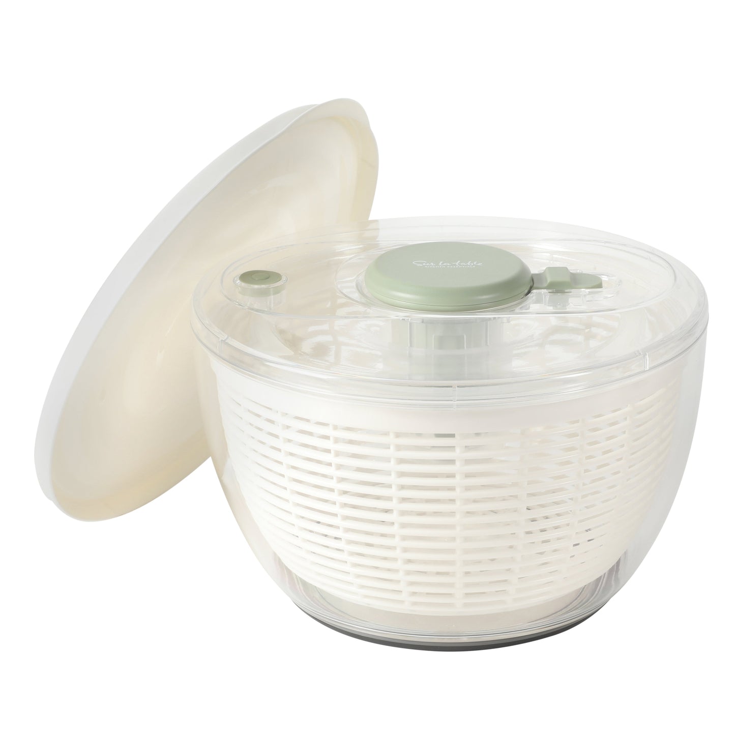 Sur La Table Kitchen Essential 6.3 Qt Salad Spinner, Fruit Washer, Fruit Washing Bowl with Strainer, Vegetable Cleaner, Salad Cleaner, Lettuce Washer