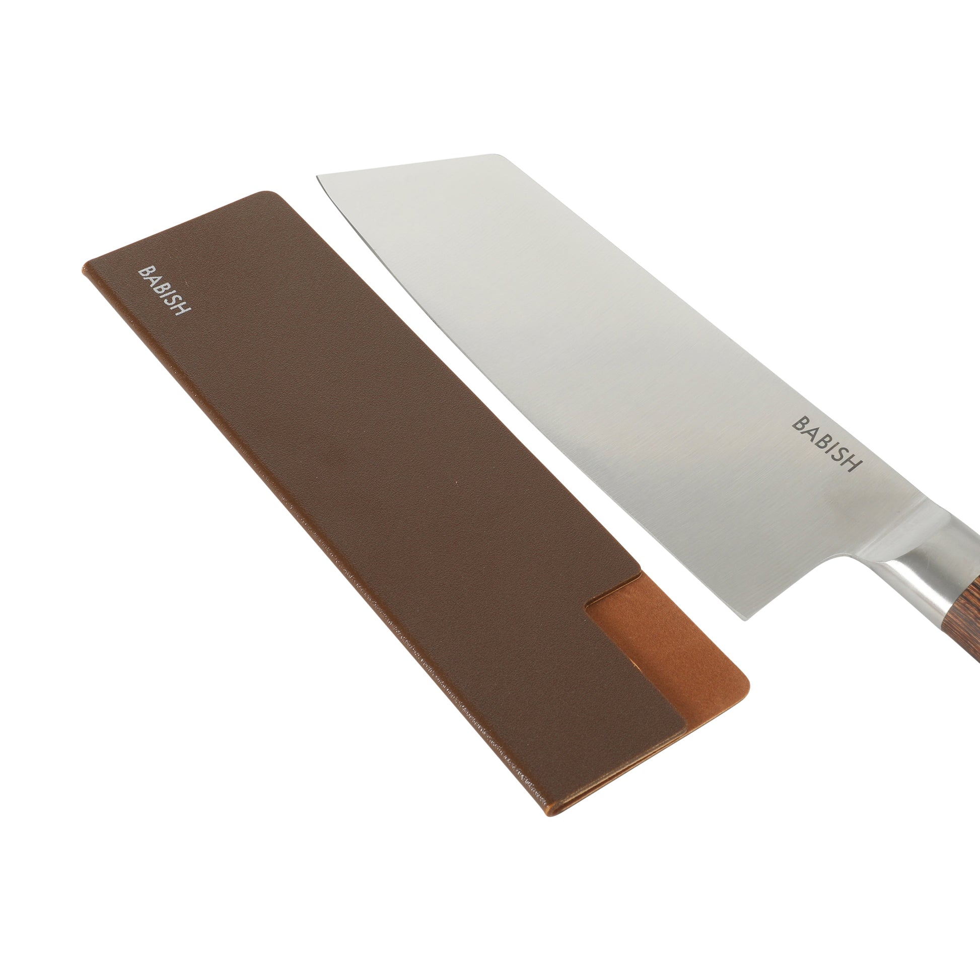 Babish 14-Piece Full Tang Forged Light/Dark Pakka Wood Kitchen Knife Set – High-Carbon 1.4116 German Steel Cutlery with Protective Sheaths – Professional Chef Knife Set