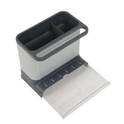 Gibson Home Ledgebrook Sink Caddy With Metal Panel, Metal Sponge Holder for Kitchen Sink, Countertop Organizer and Storage Essentials With Drain Board
