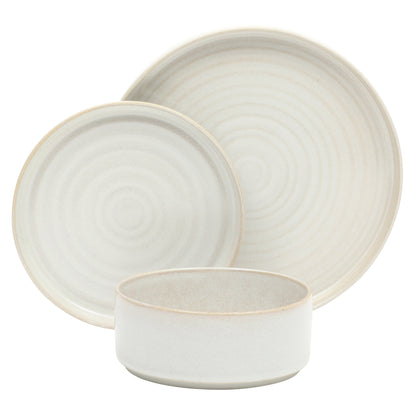 Gibson Elite Echo Bay 12 Piece Porcelain Reactive Glaze (Service for 4) Ceramic Plates and Bowls Modern Stackable Dinnerware Set