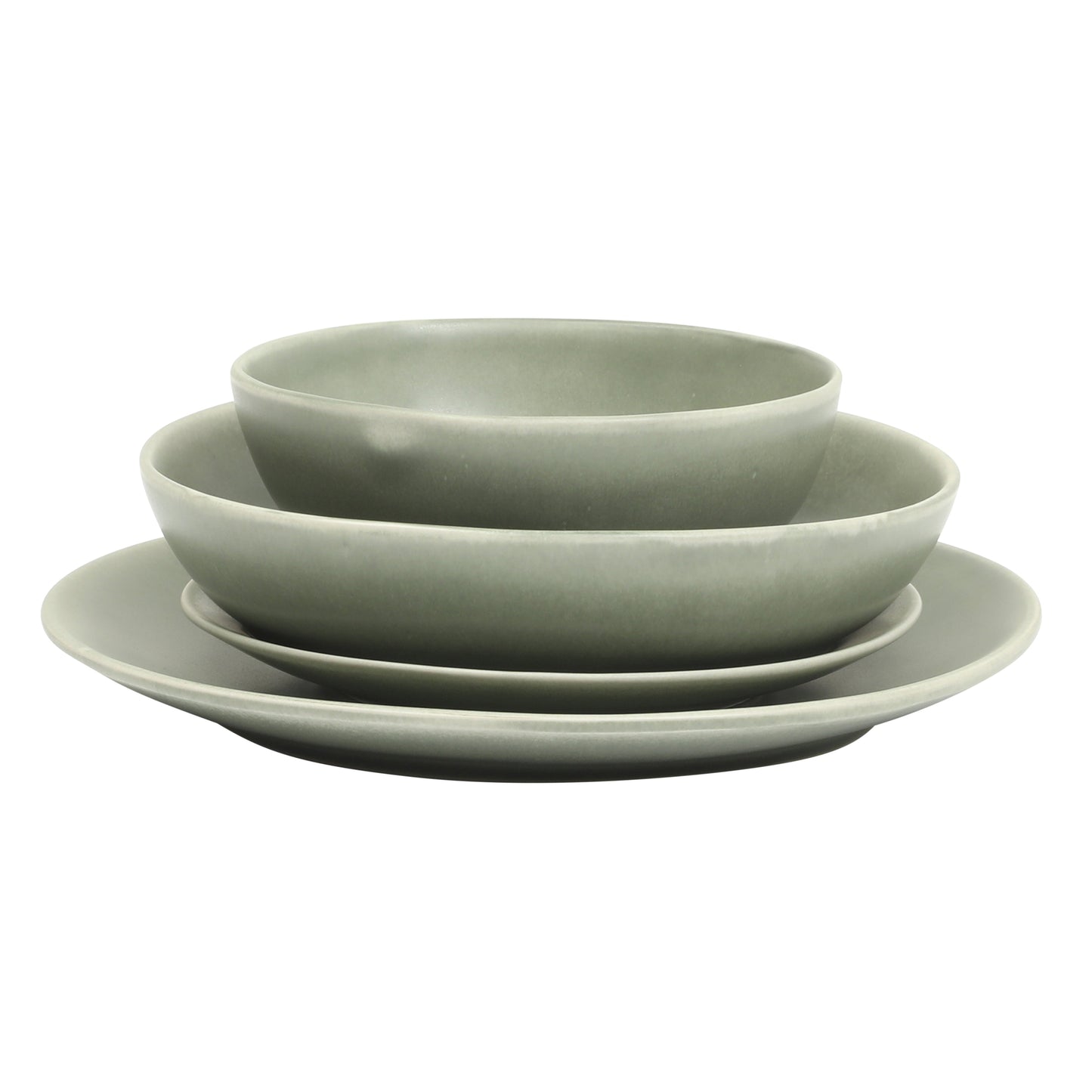 Gibson Elite Zion Mist 16 Piece Stoneware Reactive Glaze (Service for 4) Ceramic Plates and Bowls Modern Organic Dinnerware Set