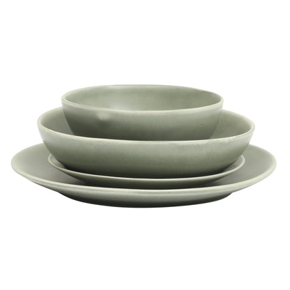 Gibson Elite Zion Mist 16 Piece Stoneware Reactive Glaze (Service for 4) Ceramic Plates and Bowls Modern Organic Dinnerware Set