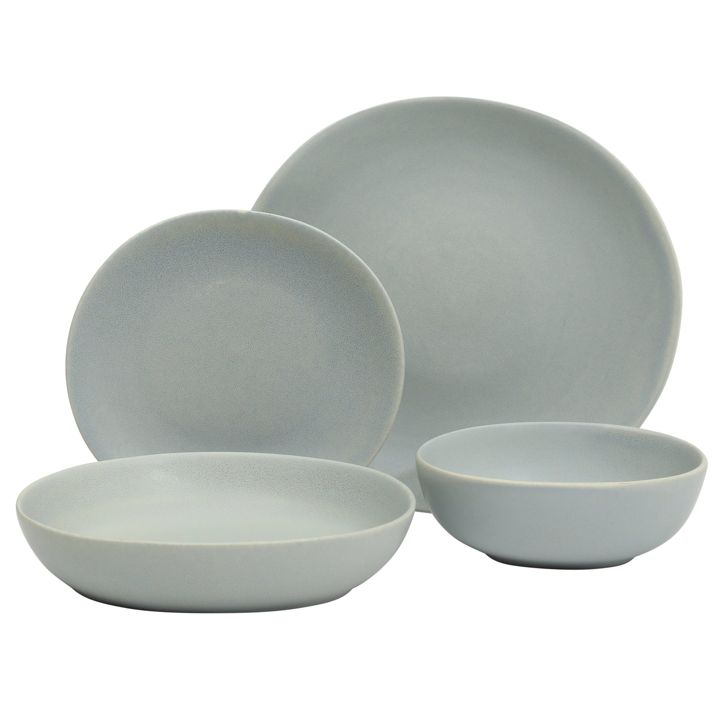 Gibson Elite Zion Mist 16 Piece Stoneware Reactive Glaze (Service for 4) Ceramic Plates and Bowls Modern Organic Dinnerware Set