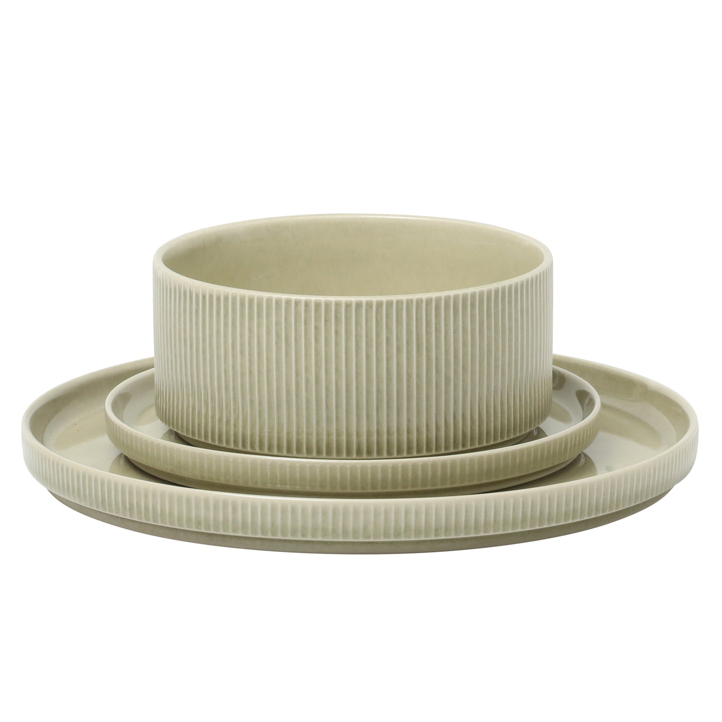 Gibson Elite Solana Coast 12 Piece Stoneware Reactive Glaze (Service for 4) Ceramic Plates and Bowls Modern Shape Embossed Dinnerware Set