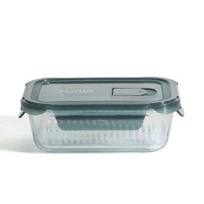 Martha Stewart Shadowbrook 10-Piece Borosilicate Glass Storage Container Set – Airtight Locking Lids, 21.6 oz Meal Prep, Leftover & Lunch Containers, Microwave, Oven & Dishwasher Safe