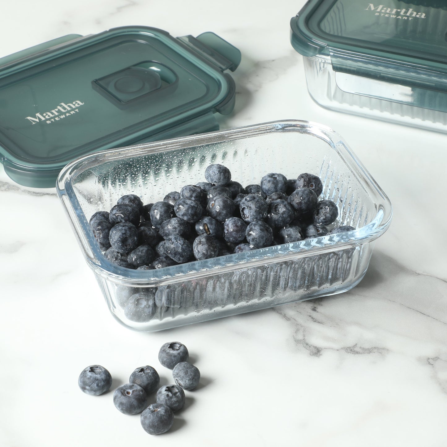 Martha Stewart Shadowbrook 10-Piece Borosilicate Glass Storage Container Set – Airtight Locking Lids, 21.6 oz Meal Prep, Leftover & Lunch Containers, Microwave, Oven & Dishwasher Safe