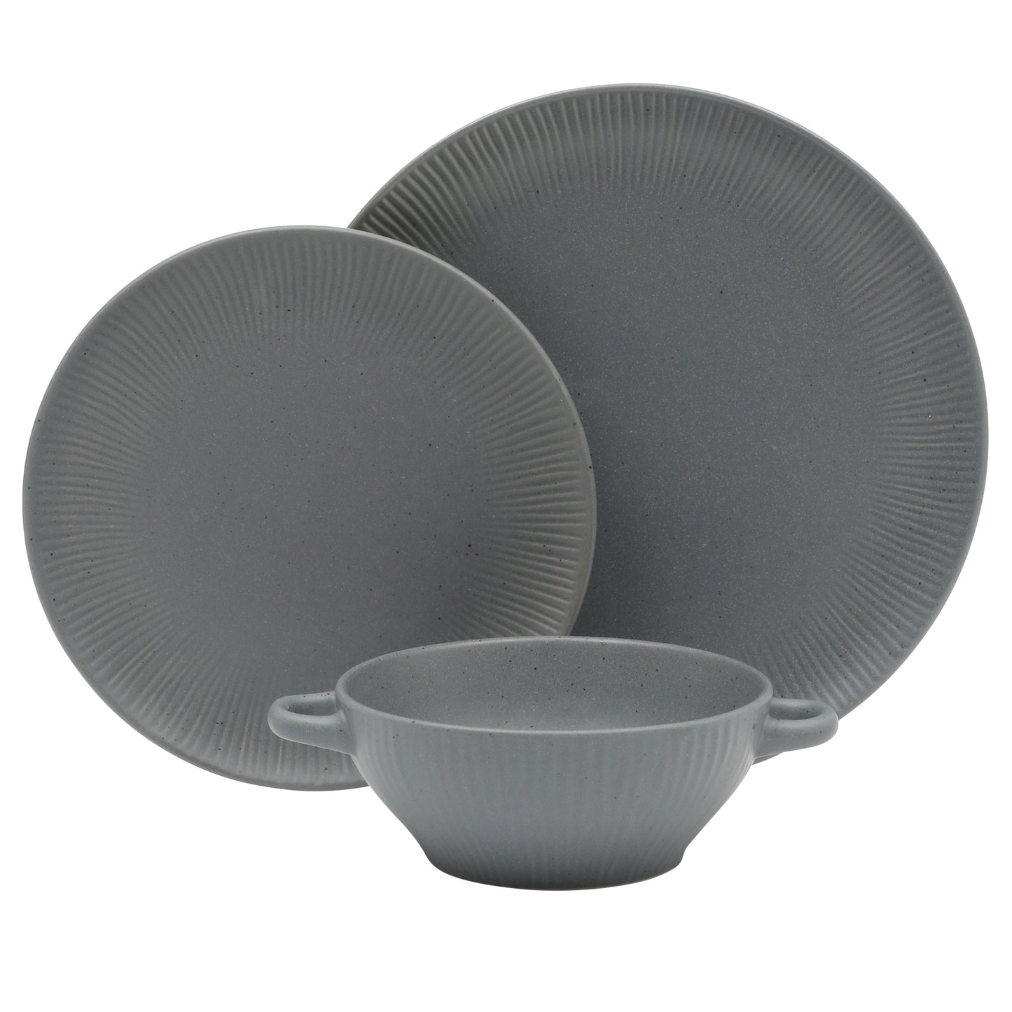 Gibson Elite Clover Hill 12-Piece Stoneware Dinnerware Set – Embossed Plates and Bowls with Matte Speckled Reactive Glaze, Service for 4 – Microwave & Dishwasher Safe