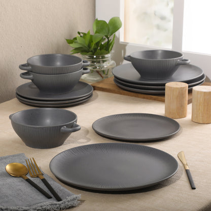 Gibson Elite Clover Hill 12-Piece Stoneware Dinnerware Set – Embossed Plates and Bowls with Matte Speckled Reactive Glaze, Service for 4 – Microwave & Dishwasher Safe