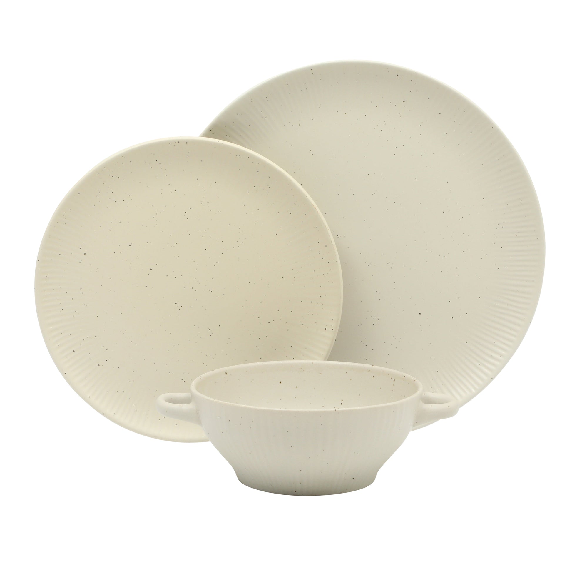 Gibson Elite Clover Hill 12-Piece Stoneware Dinnerware Set – Embossed Plates and Bowls with Matte Speckled Reactive Glaze, Service for 4 – Microwave & Dishwasher Safe