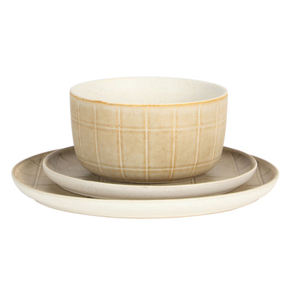 Gisbon Elite Butterwick 12 Piece Plates and Bowls Stoneware Dinnerware Set - Reactive Glaze Patterned Dishes - Microwave and Dishwasher Safe