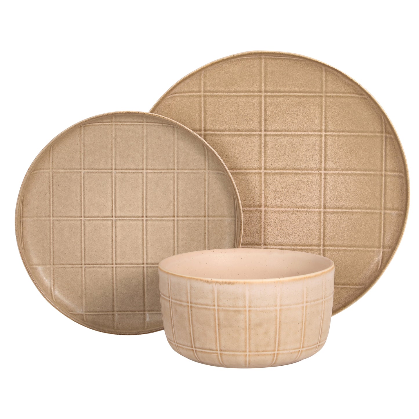 Gisbon Elite Butterwick 12 Piece Plates and Bowls Stoneware Dinnerware Set - Reactive Glaze Patterned Dishes - Microwave and Dishwasher Safe