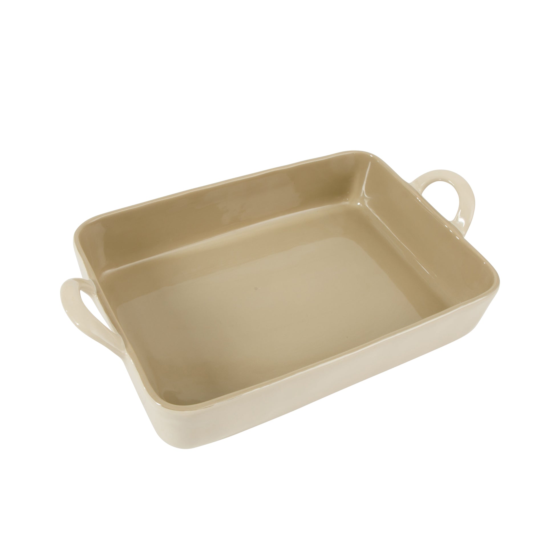 Bloomhouse 3-Piece 4.8-Quart 9 X 13 Ceramic Bakeware Set with Olive Wood Tools – Linen/Taupe Baking Dish with Handles, Oven Safe, Durable Stoneware for Casseroles, Roasting & Serving