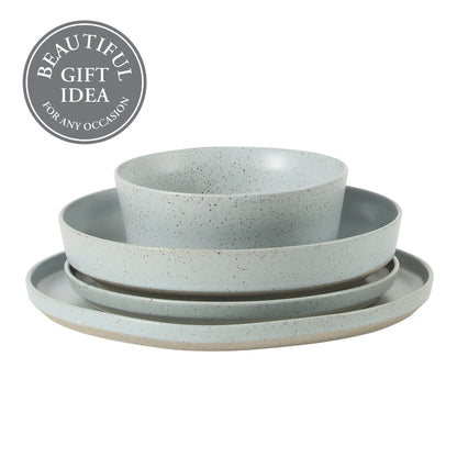 Gibson Elite Overbrook 16-Piece Pottery Clay Stoneware Dinnerware Set –  Reactive Glaze, Stackable Plates and Bowls w/ Pasta Bowl, Service for 4 – Microwave & Dishwasher Safe