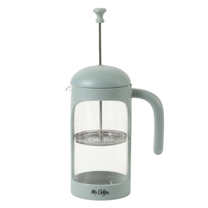Mr. Coffee Retro Brew French Press Coffee Maker, 31 oz. Glass Carafe with High Heat Resistant Durable Borosilicate Glass & Colorful Frame and Plunger, Includes Coffee Scoop