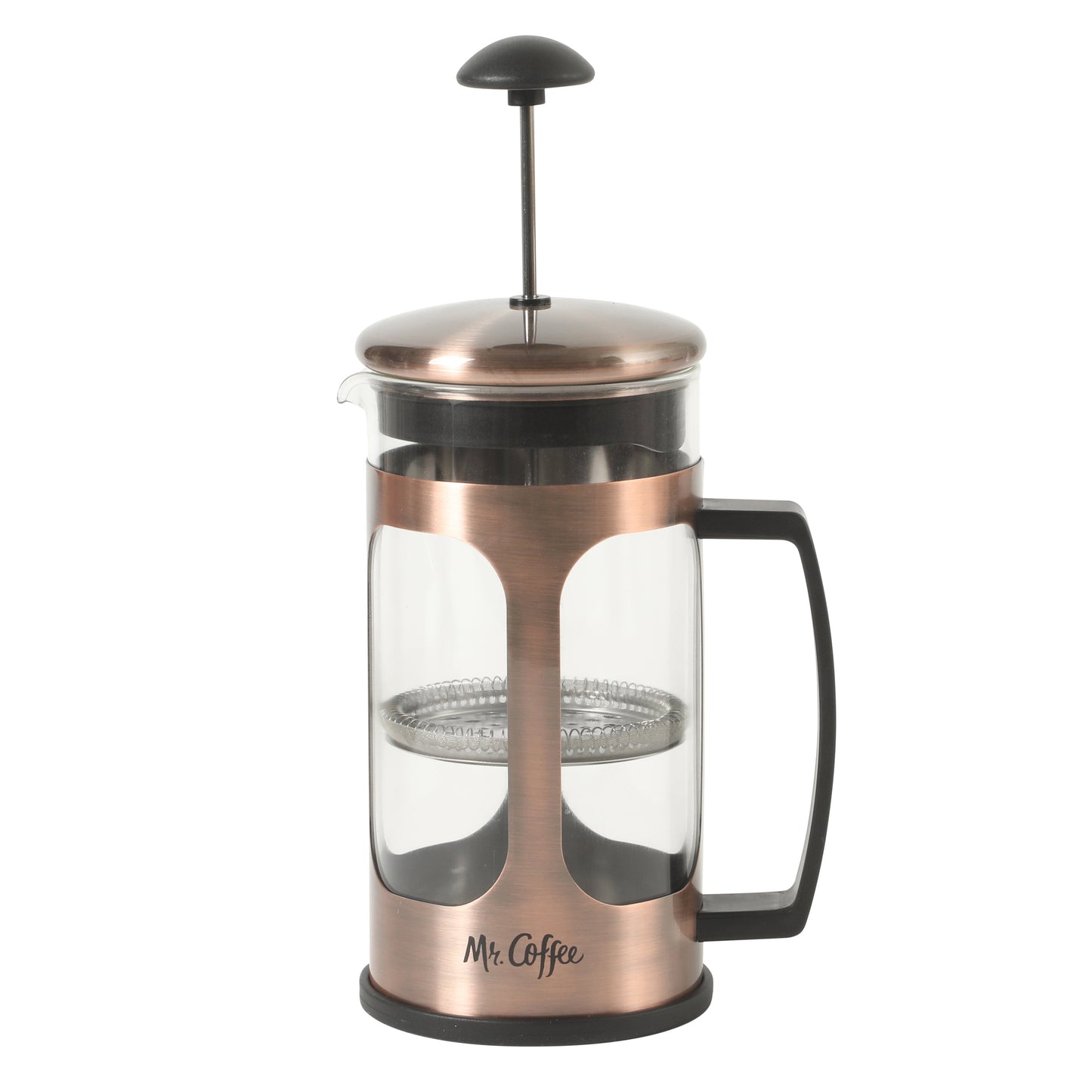 Mr. Coffee Daily Brew French Press Coffee Maker, 30 oz Glass Carafe with High Heat Resistant Durable Borasilicate Glass & Metal Frame and Plunger, Includes Coffee Scoop