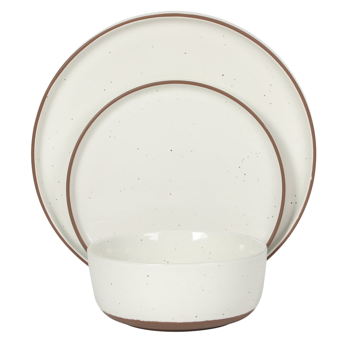 Gibson Elite Northrock Stoneware Dinnerware Set, 12-Piece Service for 4 Plates and Bowls Set – Dishes with Hand-Painted Terracotta Base