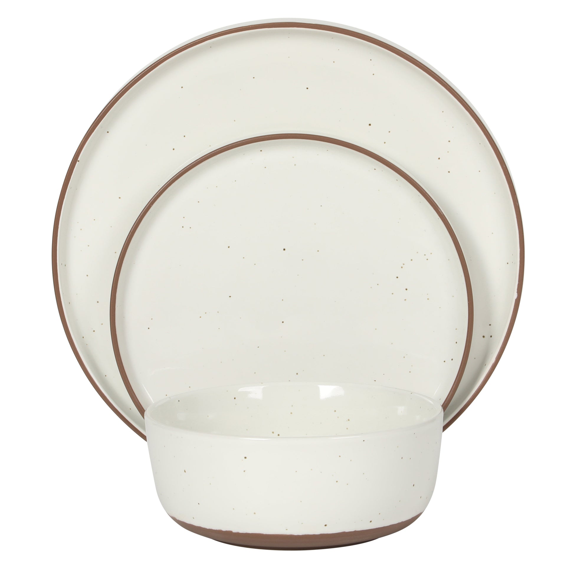 Gibson Elite Northrock Stoneware Dinnerware Set, 12-Piece Service for 4 Plates and Bowls Set – Dishes with Hand-Painted Terracotta Base