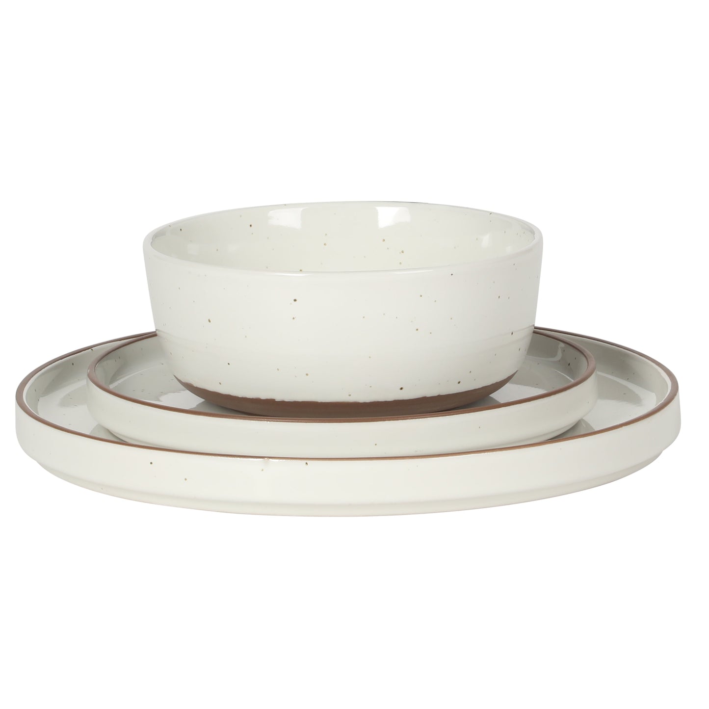 Gibson Elite Northrock Stoneware Dinnerware Set, 12-Piece Service for 4 Plates and Bowls Set – Dishes with Hand-Painted Terracotta Base