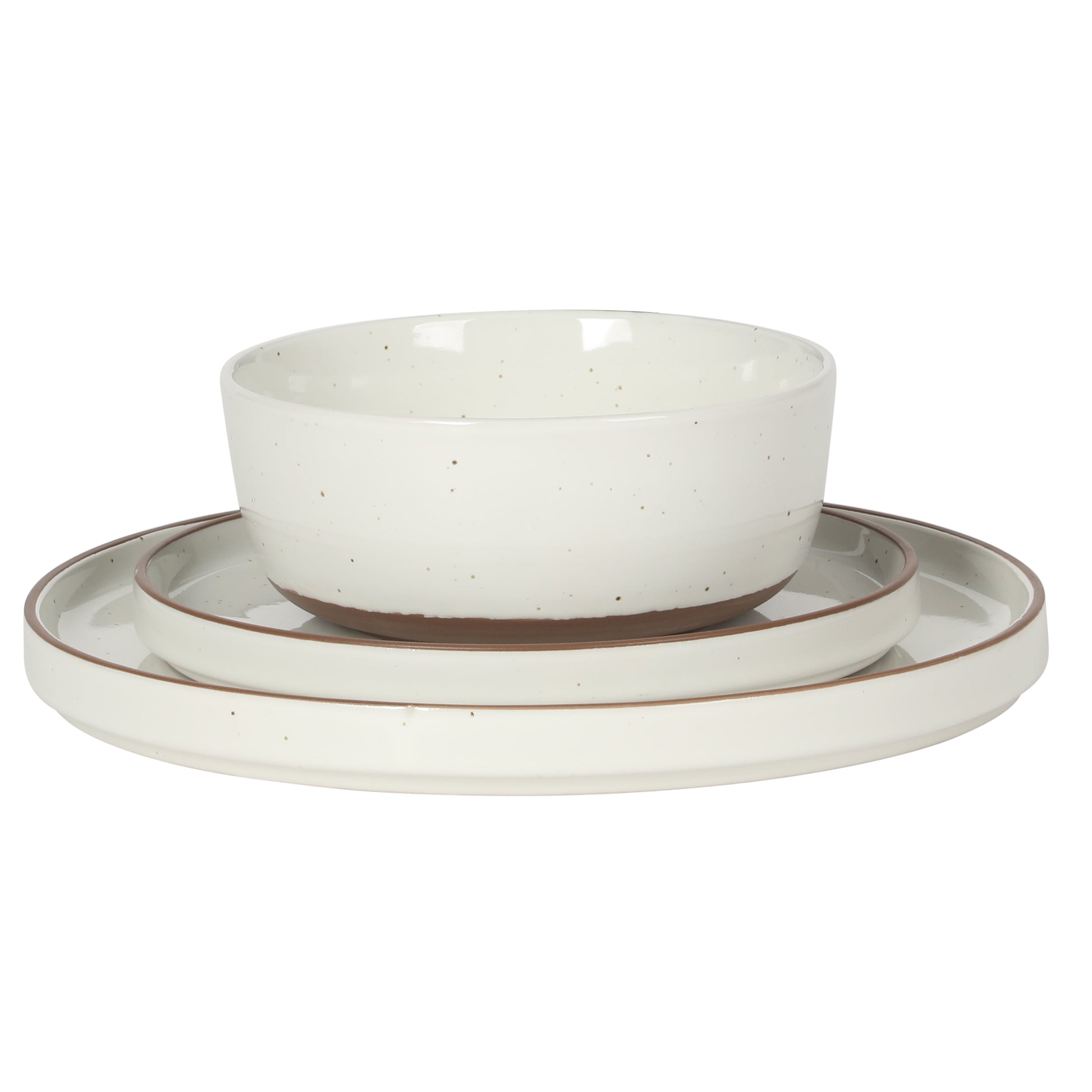 Gibson Elite Northrock Stoneware Dinnerware Set, 12-Piece Service for 4 Plates and Bowls Set – Dishes with Hand-Painted Terracotta Base