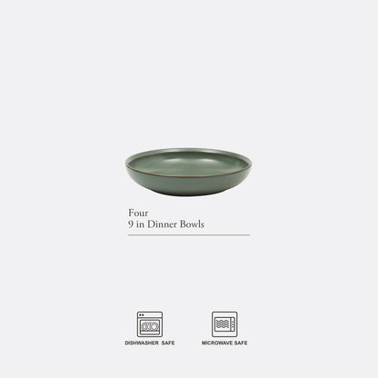 Gibson Elite Beckett 4-Piece Dinner Bowl Set – Reactive Glaze Stoneware – Shallow Pasta Bowls – Wide-Rim Round Design – Microwave & Dishwasher Safe