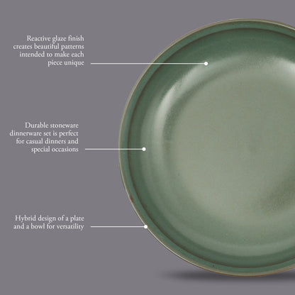Gibson Elite Beckett 4-Piece Dinner Bowl Set – Reactive Glaze Stoneware – Shallow Pasta Bowls – Wide-Rim Round Design – Microwave & Dishwasher Safe