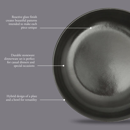 Gibson Elite Beckett 4-Piece Dinner Bowl Set – Reactive Glaze Stoneware – Shallow Pasta Bowls – Wide-Rim Round Design – Microwave & Dishwasher Safe