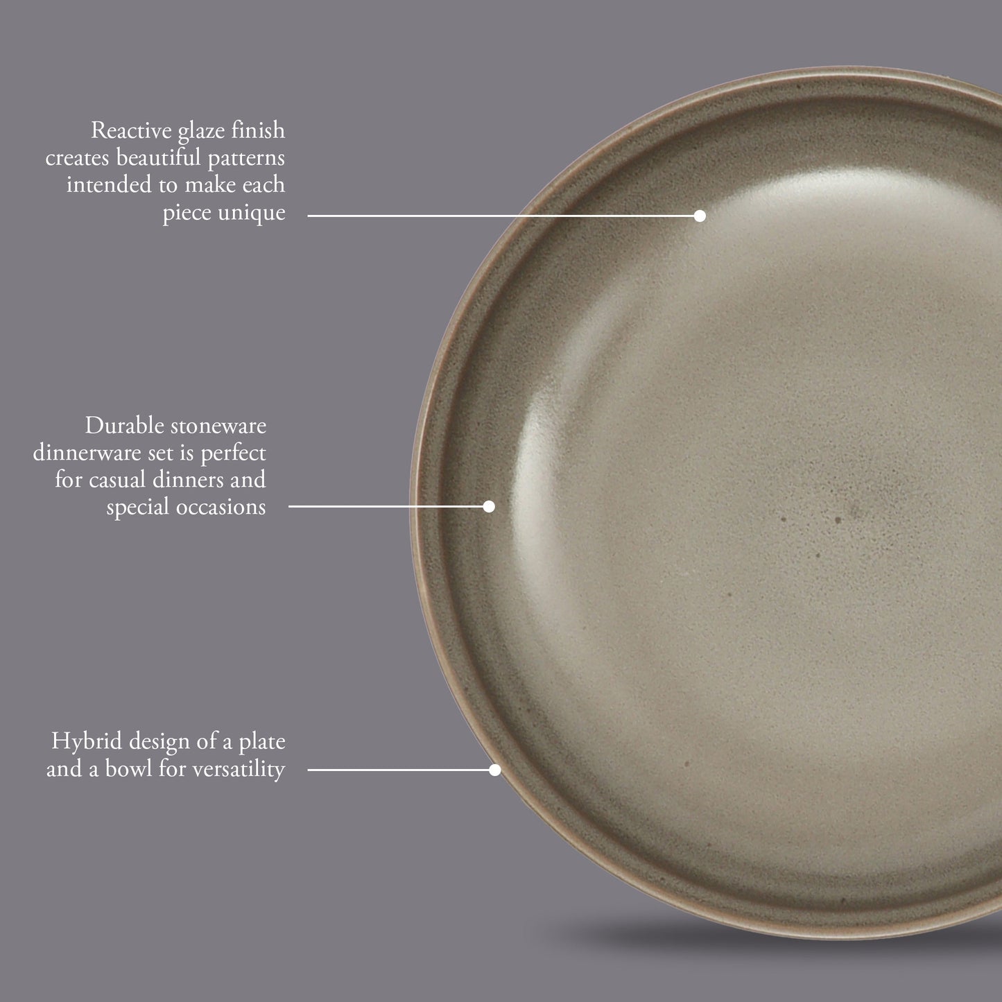 Gibson Elite Beckett 4-Piece Dinner Bowl Set – Reactive Glaze Stoneware – Shallow Pasta Bowls – Wide-Rim Round Design – Microwave & Dishwasher Safe