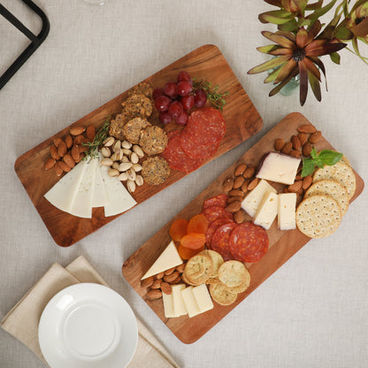 Gibson Home Gracious Dining 2-Tier Wooden Serving Tray with Metal Frame – Acacia Wood Rectangle Charcuterie Board, Cheese Platter, Dessert Display Stand for Buffet, Kitchen, Dining, or Events