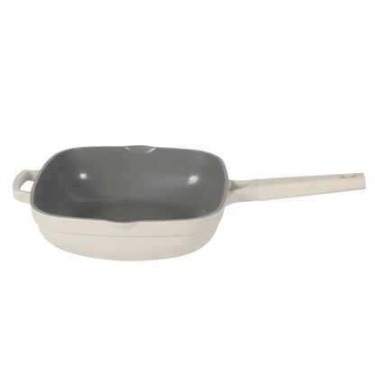 Crock Pot Northvale 5.3 Quart Ceramic Nonstick Sauté Pan with Steamer Basket & Lid, Cast Aluminum Pan with Induction Base and Soft-Touch Handle