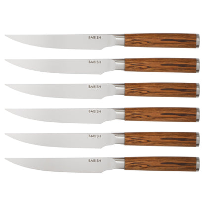 Babish High-Carbon 1.4116 German Steel 15 Piece Full Tang Forged Cutlery Kitchen Knife Block Set - Light/Dark Pakka Wood Handle