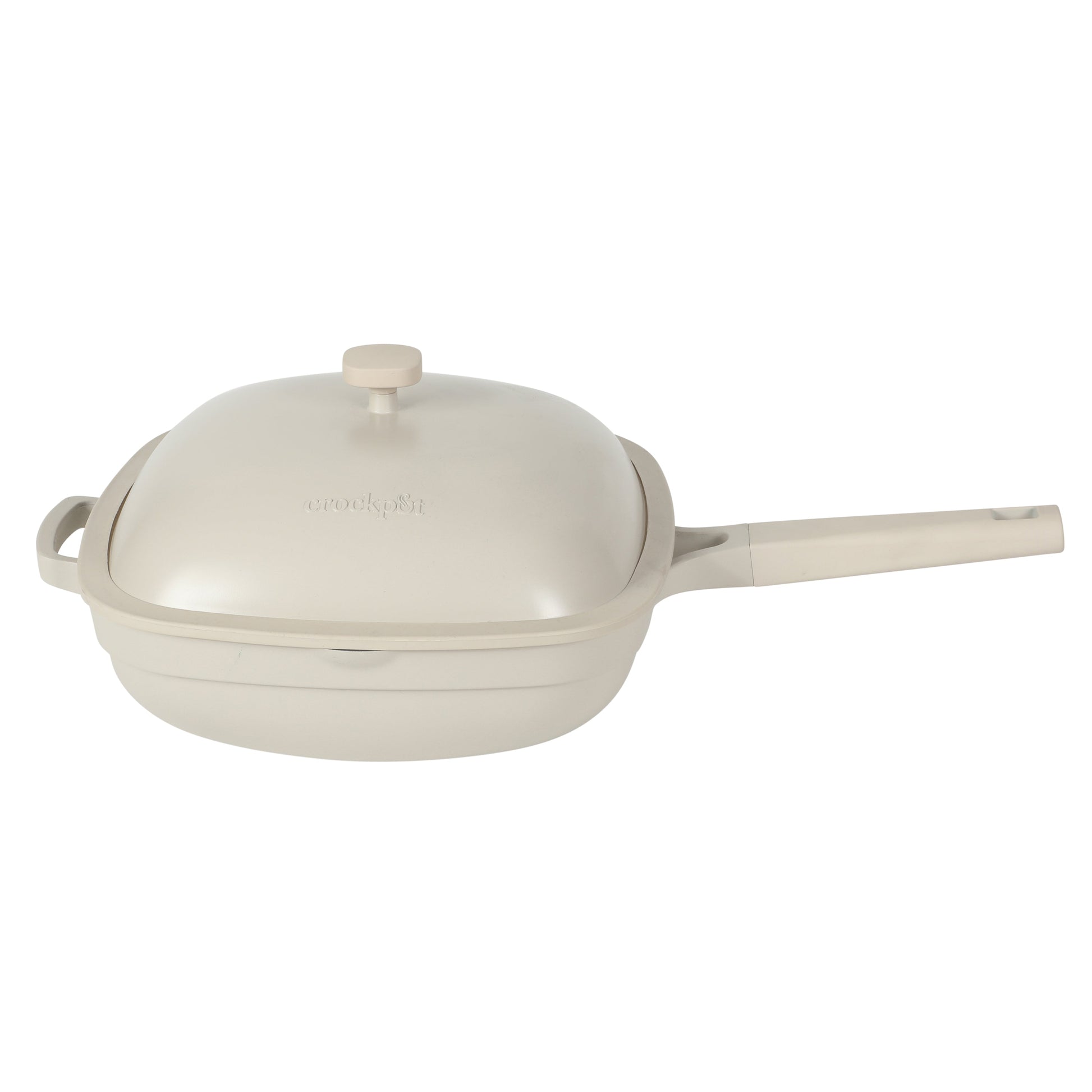 Crock Pot Northvale 5.3 Quart Ceramic Nonstick Sauté Pan with Steamer Basket & Lid, Cast Aluminum Pan with Induction Base and Soft-Touch Handle