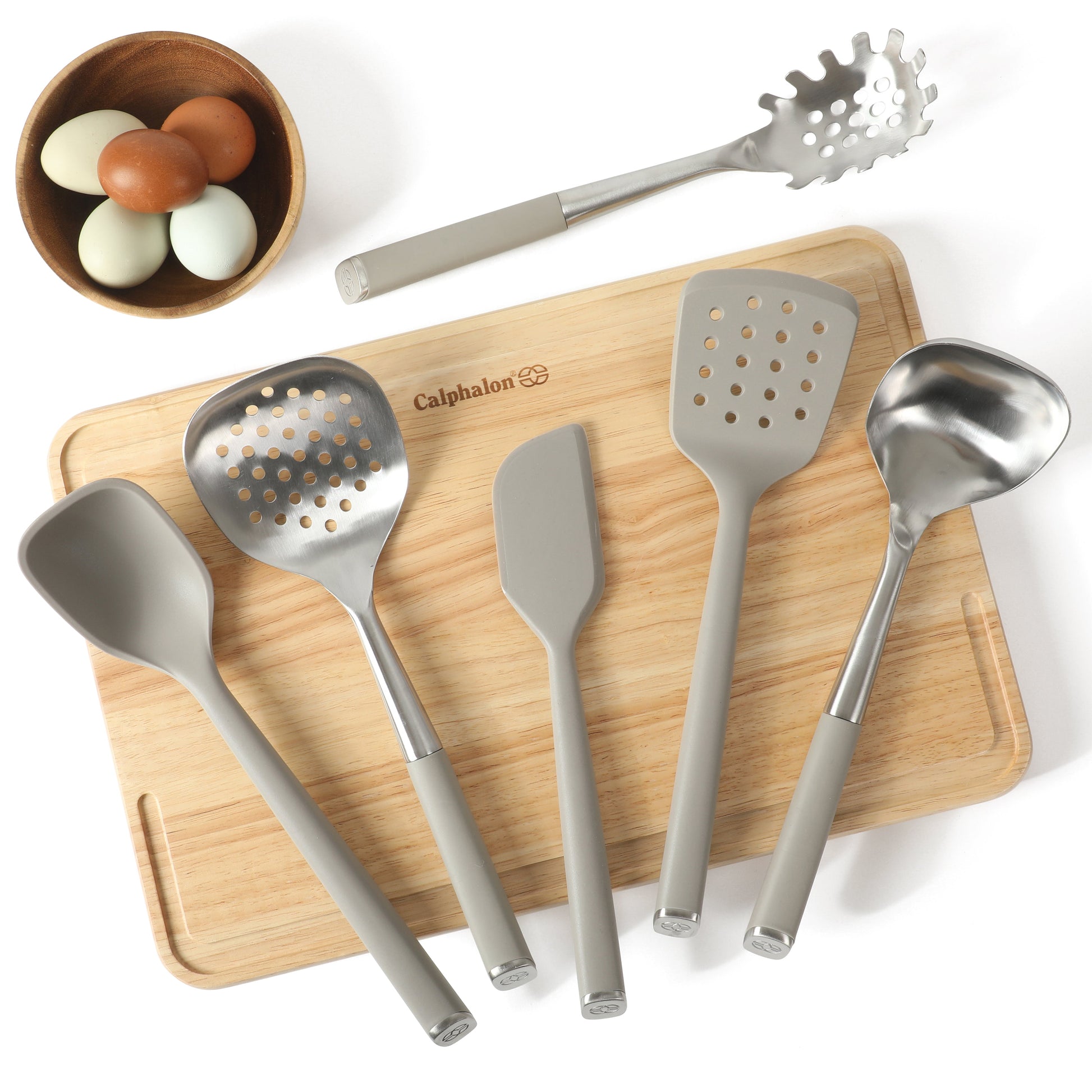 Calphalon Edge 6 Piece Stainless Steel Kitchen Tool & Gadget Set- Taupe