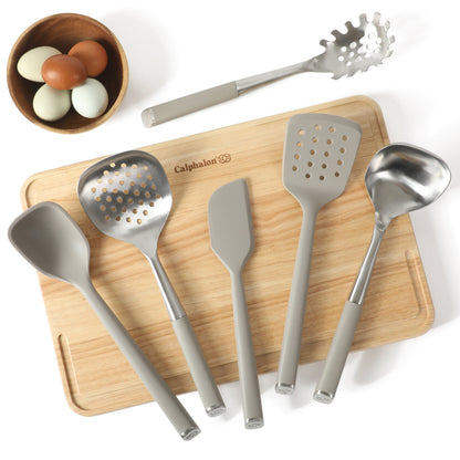 Calphalon Edge 6 Piece Stainless Steel Kitchen Tool & Gadget Set- Taupe