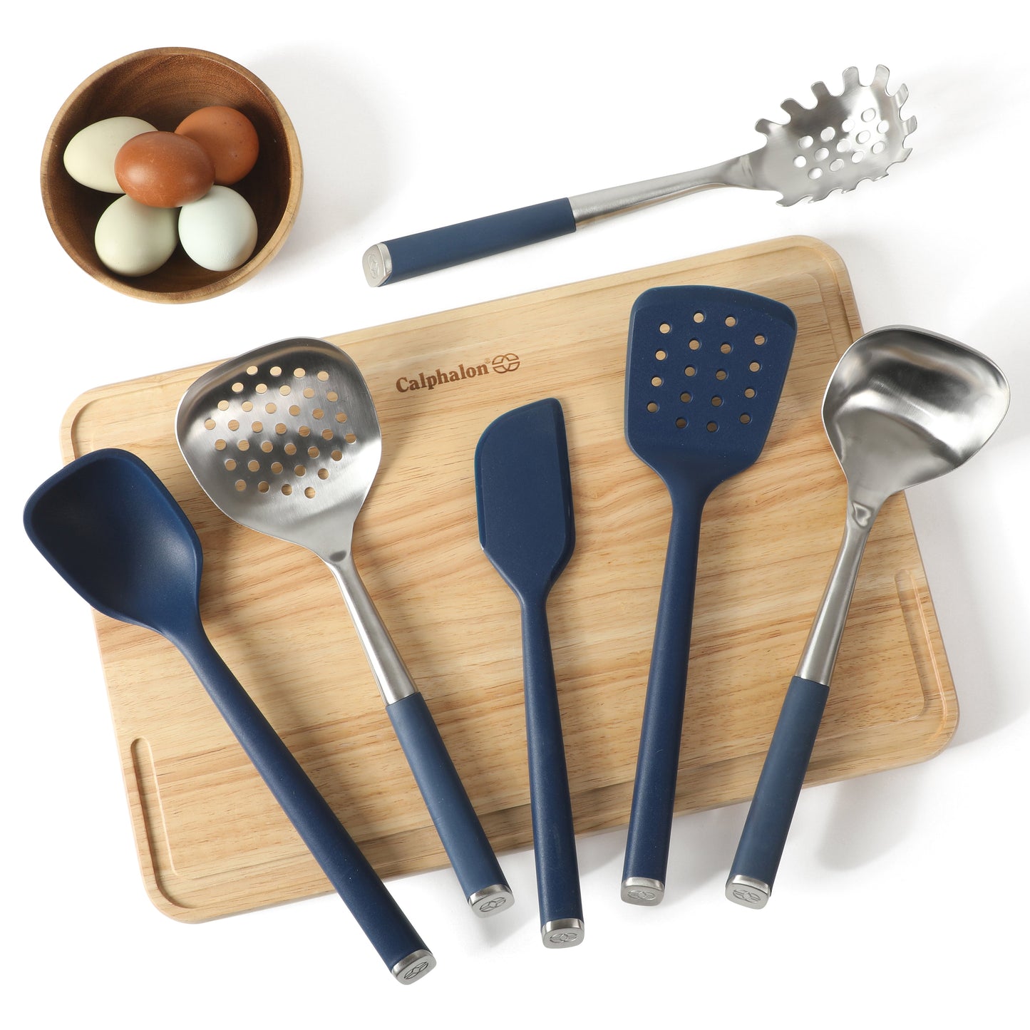 Calphalon Edge 6 Piece Stainless Steel Kitchen Tool & Gadget Set- Navy Blue