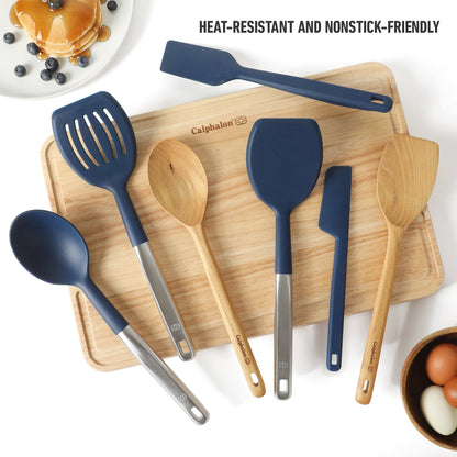 Calphalon Prime 7 Piece Sillicone and Teak Wood Kitchen Tool & Gadget Set