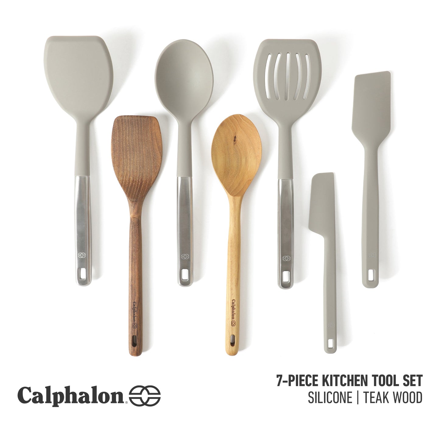 Calphalon Prime 7 Piece Sillicone and Teak Wood Kitchen Tool & Gadget Set
