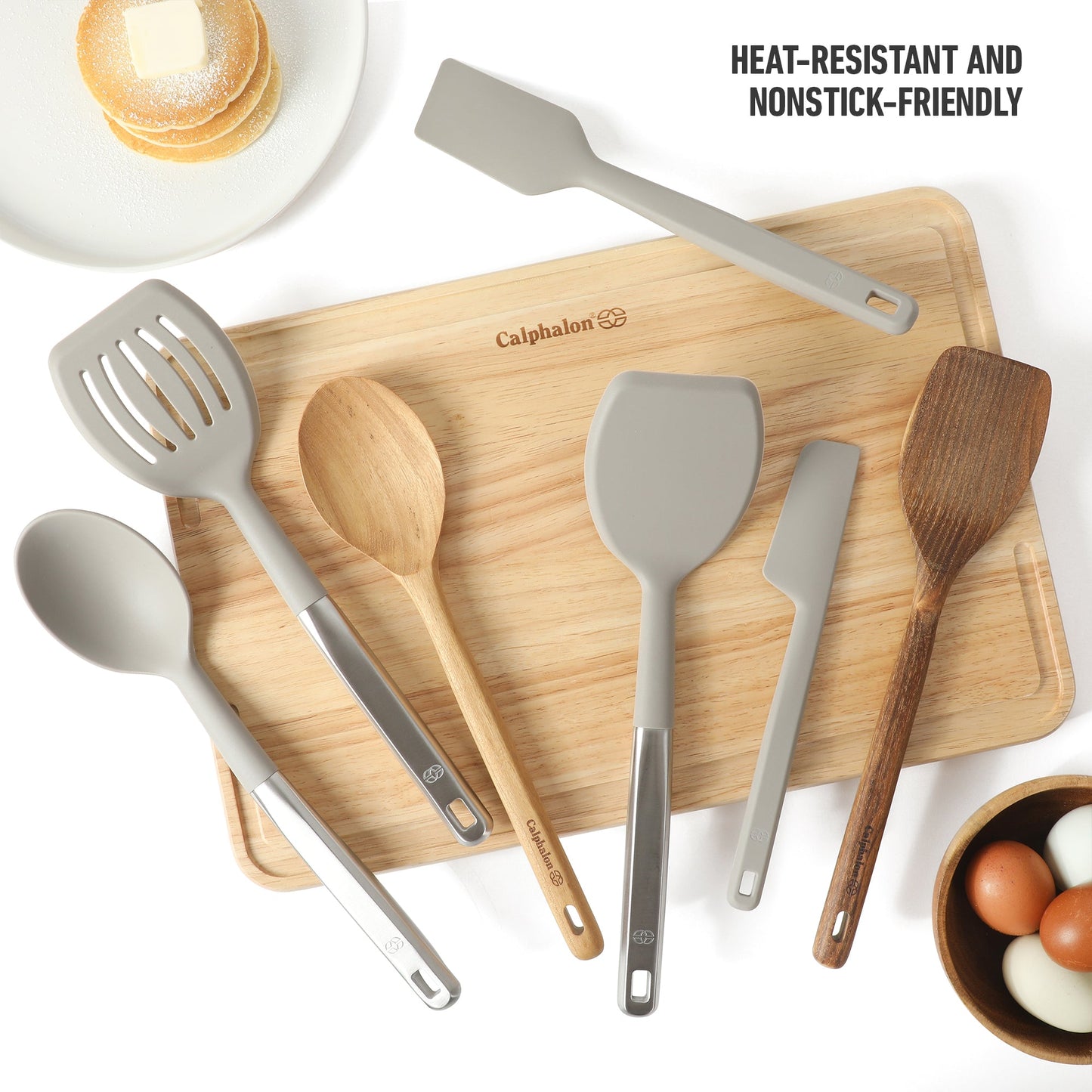 Calphalon Prime 7 Piece Sillicone and Teak Wood Kitchen Tool & Gadget Set