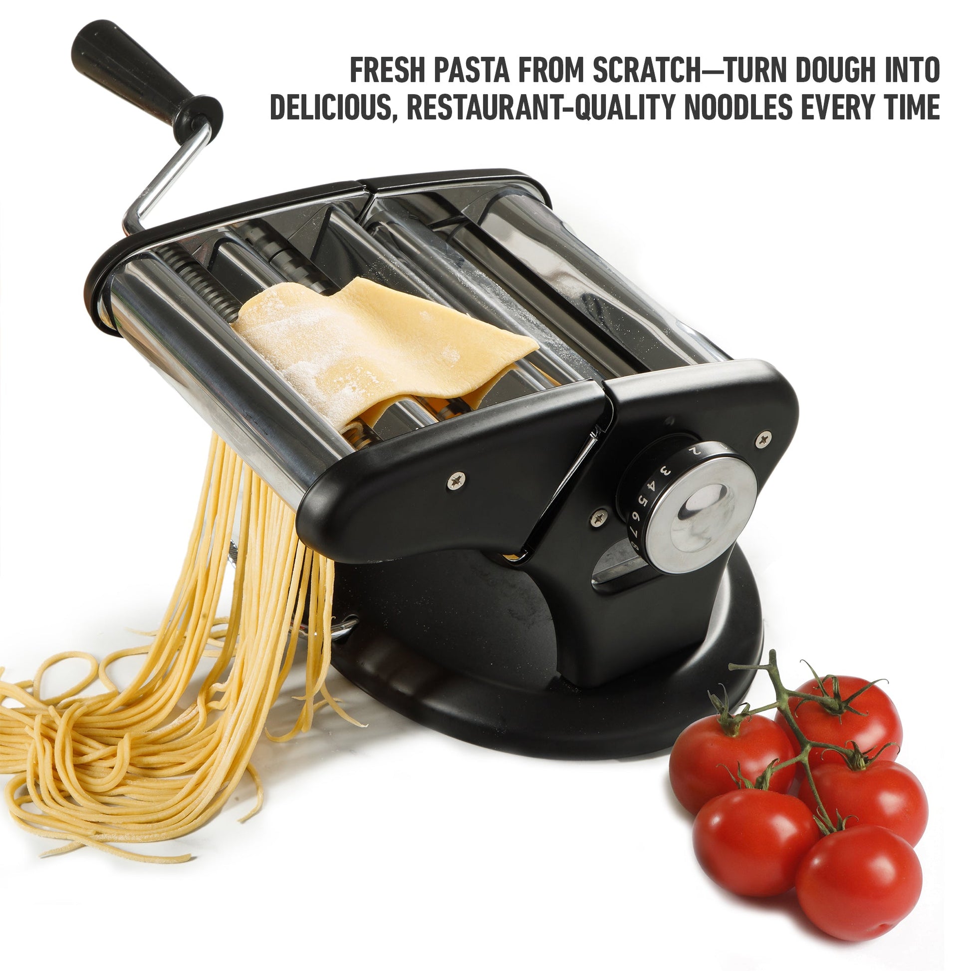 Calphalon Aero Heavy Duty Manual Pasta Maker Machine Noodle Maker w/ Rollers & Cutters - Spaghetti, Fettuccini, Lasagna or Dumpling Skin